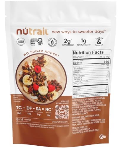 NuTrail Nut Granola Cereal, Dark Chocolate, No Sugar Added, Keto, Low Carb, Gluten Free, Grain Free, Healthy Breakfast 8 oz. 3 Count - Image 2