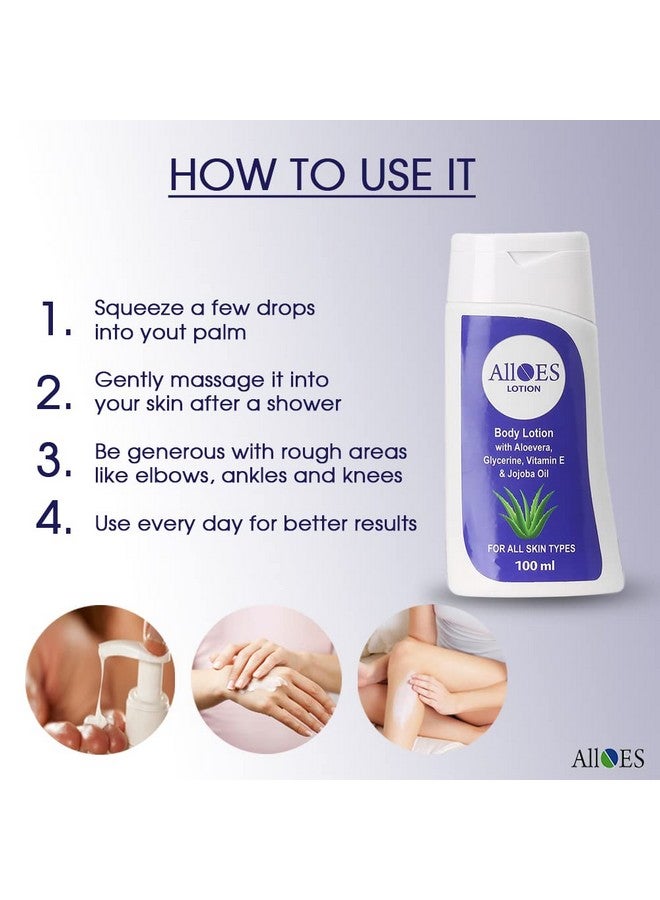 ALLOES PHARMACEUTICALS ALLOES PHARMACEUTICALS Multi-Benefit Aloe Vera Body Lotion for Soothes, hydrates & freshens Natural Skin Moisturizer for Body, For Normal to oily skin - (100 ML X 4pcs)  - Image 5