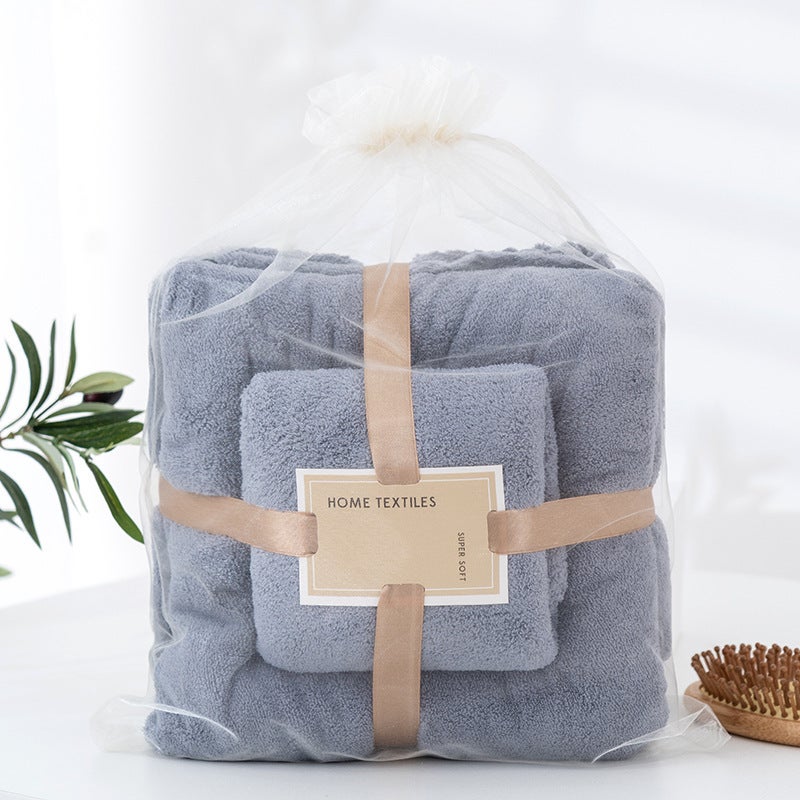 Coral Velvet Towel Mother-Child Set Is Softer And More Skin-Friendly Than Pure Cotton Absorbent Bath Towels, Two-Piece Set - Image 1