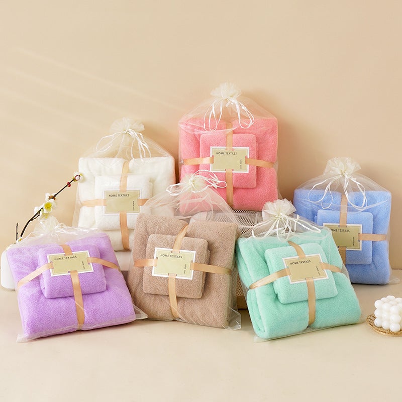 Coral Velvet Towel Mother-Child Set Is Softer And More Skin-Friendly Than Pure Cotton Absorbent Bath Towels, Two-Piece Set - Image 5