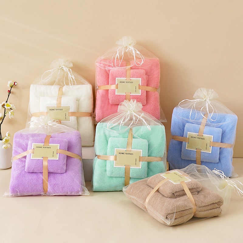 Coral Velvet Towel Mother-Child Set Is Softer And More Skin-Friendly Than Pure Cotton Absorbent Bath Towels, Two-Piece Set - Image 2