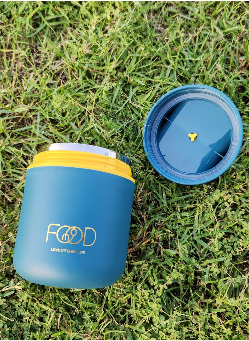 Infinity - Food Jar, Stainless Steel Soup Container, 460 ML/15.5 OZ Size, Thermal Insulated, Leakproof, For School And Work (Blue) - Image 1