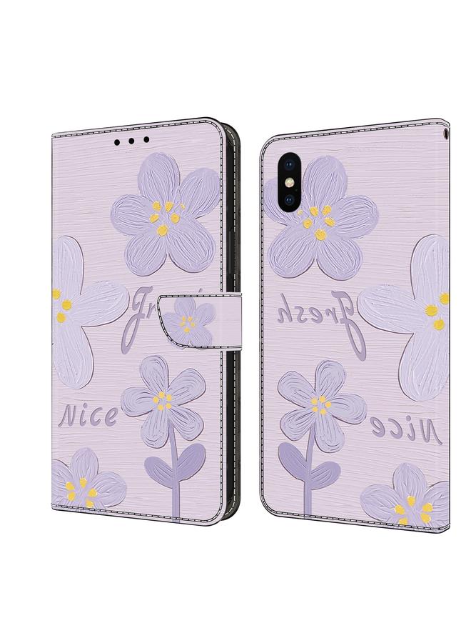 S-TOP Case For iPhone X / XS Fresh Painted Leather Phone Case - Image 1