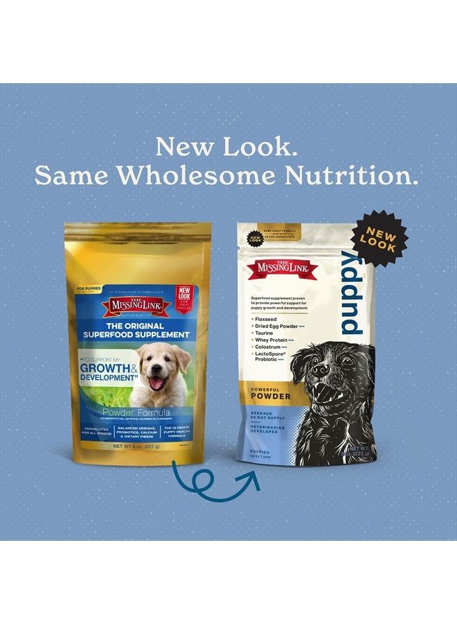 The Missing Link Puppy Superfood Supplement Powder for Dogs - Omegas 3 & 6, Fiber, Probiotics, Egg, Colostrum - Promotes Growth & Development, Supports Immunity, Digestion, Bones, Skin & Coat - 8oz - Image 2