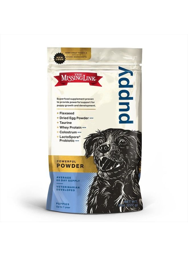 The Missing Link Puppy Superfood Supplement Powder for Dogs - Omegas 3 & 6, Fiber, Probiotics, Egg, Colostrum - Promotes Growth & Development, Supports Immunity, Digestion, Bones, Skin & Coat - 8oz - Image 1