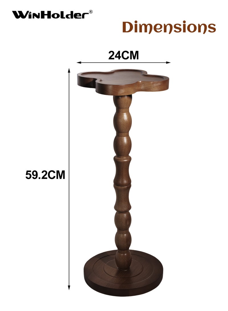 WinHolder Solid Wood Side Table, Rubber Wood‌ Small Side Table for Small Spaces, Martini Tables, Pedestal End Tables for Living Room, Bedroom, Corners, and Office(Black Walnut, Clover-shaped,1 PCS) - Image 3