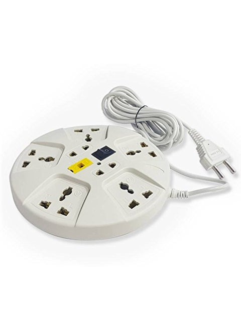 MUTE Universal Extension Cord Multi Socket Surge Protector 3 Meters 2 Core Lead 6 Amp, 7 Universal Outlets with Fuse Protected.