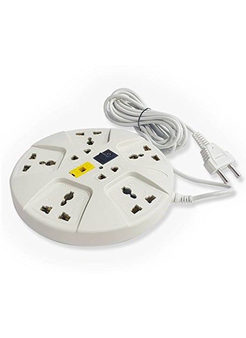 Mute MUTE Universal Extension Cord Multi Socket Surge Protector 3 Meters 2 Core Lead 6 Amp, 7 Universal Outlets with Fuse Protected. 