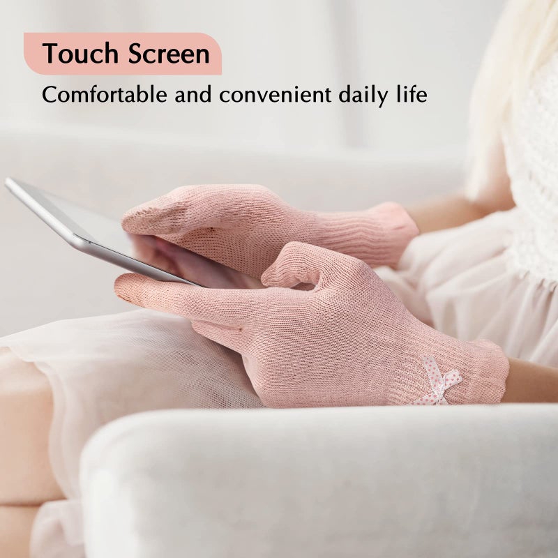 Evridwear Moisturizing Gloves for Sleeping, Cotton Gloves with Touchscreen Fingers for Dry Hands, Eczema Gloves Overnight UV Protection Gloves for Women(6 Pair S/M, Feather Weight Pink Color) - Image 5