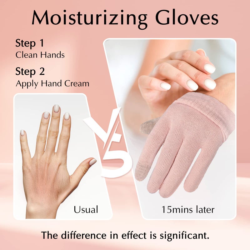 Evridwear Moisturizing Gloves for Sleeping, Cotton Gloves with Touchscreen Fingers for Dry Hands, Eczema Gloves Overnight UV Protection Gloves for Women(6 Pair S/M, Feather Weight Pink Color) - Image 2