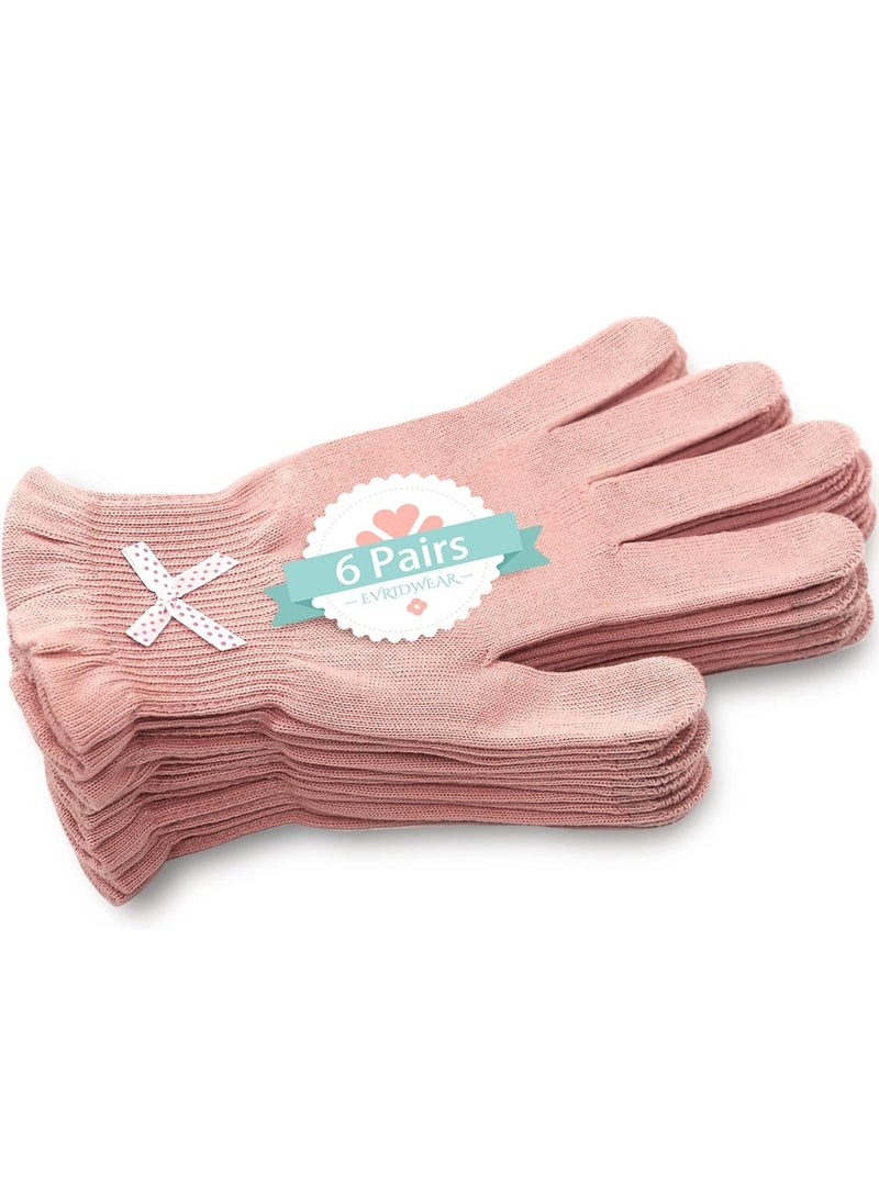 Evridwear Evridwear Moisturizing Gloves for Sleeping, Cotton Gloves with Touchscreen Fingers for Dry Hands, Eczema Gloves Overnight UV Protection Gloves for Women(6 Pair S/M, Feather Weight Pink Color)  - Image 1