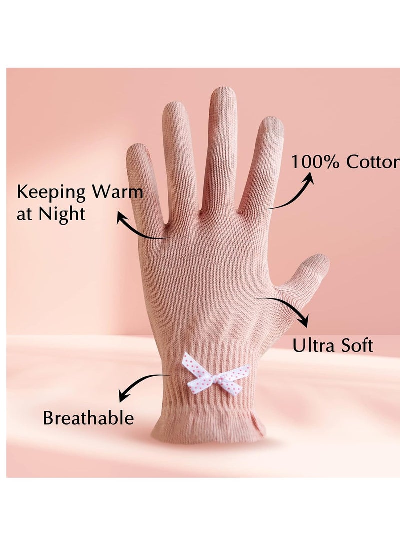 Evridwear Evridwear Moisturizing Gloves for Sleeping, Cotton Gloves with Touchscreen Fingers for Dry Hands, Eczema Gloves Overnight UV Protection Gloves for Women(6 Pair S/M, Feather Weight Pink Color)  - Image 2