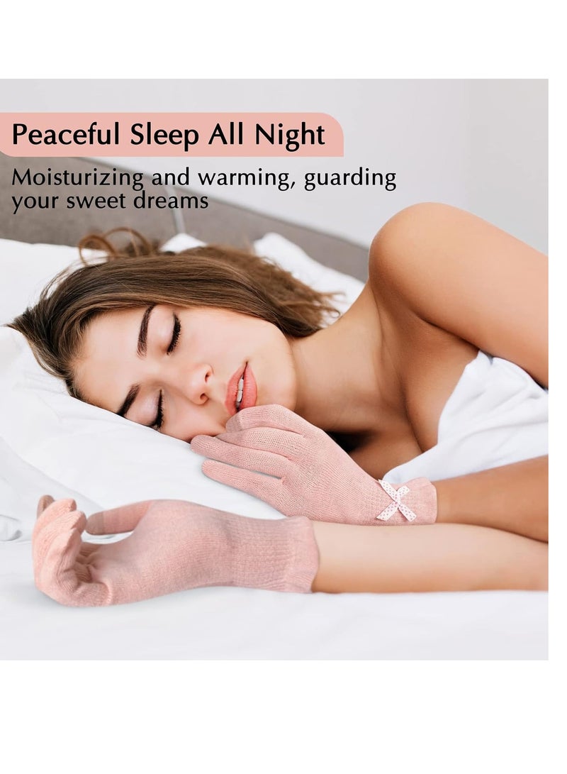 Evridwear Evridwear Moisturizing Gloves for Sleeping, Cotton Gloves with Touchscreen Fingers for Dry Hands, Eczema Gloves Overnight UV Protection Gloves for Women(6 Pair S/M, Feather Weight Pink Color)  - Image 4