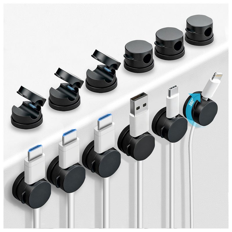 OneLeaf 12 Pack 360Â° Rotatable Spring Cable Clips[1s Lock], Adhesive Cord Holder for Nightstand, Phone Charger Cord Holder for Desk Home Office Car Game Station - Image 1