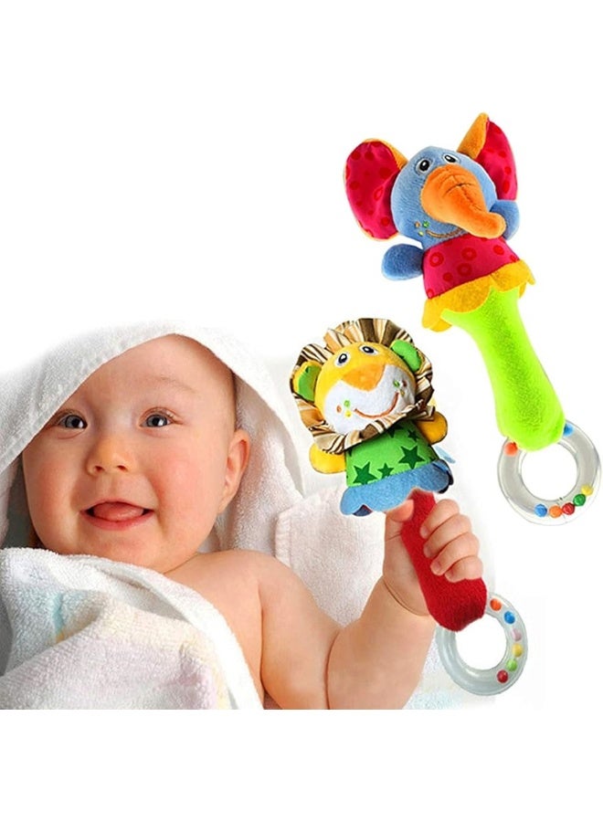 CHAFIN Baby Soft Rattles Shaker, Infant Developmental Hand Grip Baby Toys, Cute Stuffed Animal with Sound for 3 6 9 12 Months and Newborn Gift(2 Pack) - Image 3