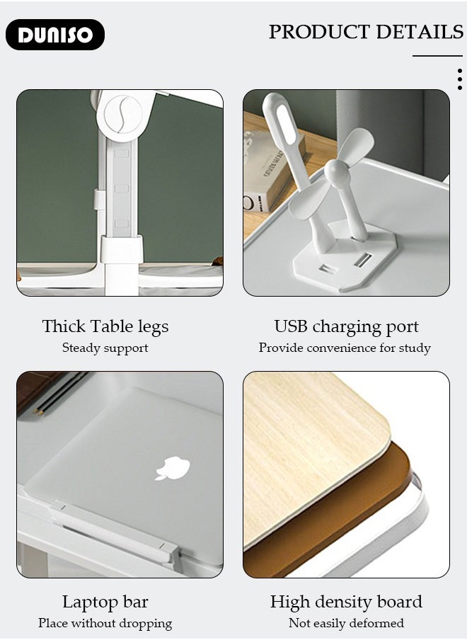 DUNISO - Laptop Desk for Bed, Height Adjustable Laptop Stand for Couch, Extra Large Foldable Lap Desk with Drawer, for Home Working, Writing, Reading - Image 1
