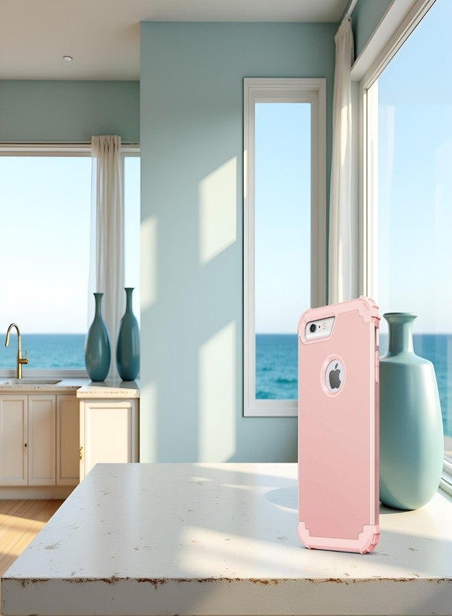 اي دي ويل جراب IDweel لهاتف iPhone 6S Plus مع واقي شاشة من الزجاج المقوى، جراب لهاتف iPhone 6 Plus، 3 في 1 مقاوم للصدمات، نحيف، هجين، شديد التحمل، غطاء صلب من البولي كربونات، مصد من السيليكون الناعم، غطاء كامل للجسم، (ذهبي وردي) - Image 4