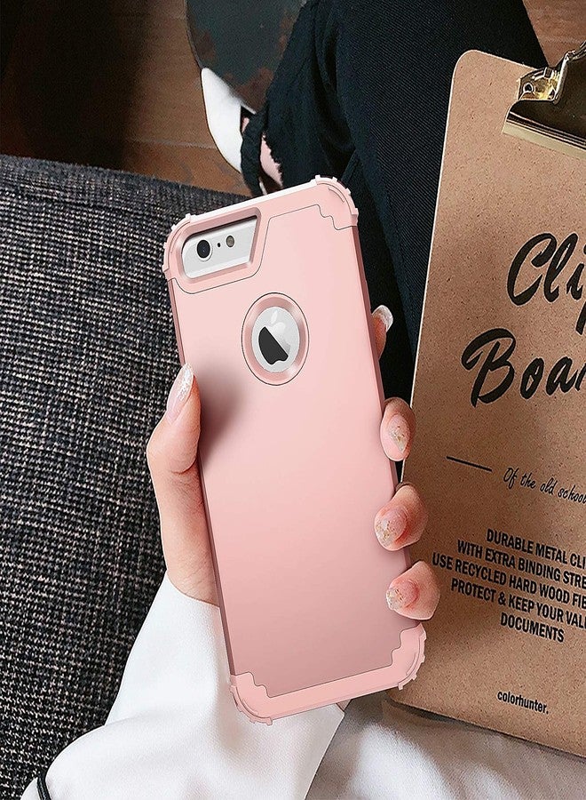 اي دي ويل جراب IDweel لهاتف iPhone 6S Plus مع واقي شاشة من الزجاج المقوى، جراب لهاتف iPhone 6 Plus، 3 في 1 مقاوم للصدمات، نحيف، هجين، شديد التحمل، غطاء صلب من البولي كربونات، مصد من السيليكون الناعم، غطاء كامل للجسم، (ذهبي وردي) - Image 5