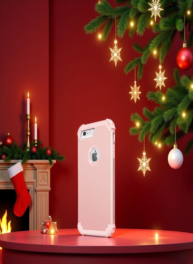 اي دي ويل جراب IDweel لهاتف iPhone 6S Plus مع واقي شاشة من الزجاج المقوى، جراب لهاتف iPhone 6 Plus، 3 في 1 مقاوم للصدمات، نحيف، هجين، شديد التحمل، غطاء صلب من البولي كربونات، مصد من السيليكون الناعم، غطاء كامل للجسم، (ذهبي وردي) - Image 2