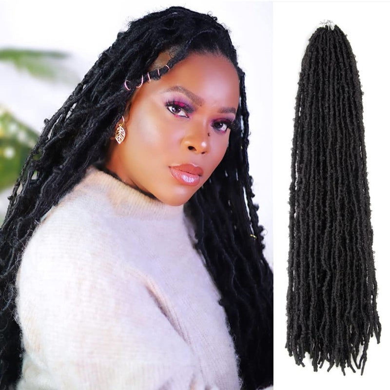 BOHOBABE The Bohobabe 24 Inch Light Weight Butterfly Locs Crochet Hair 6 Packs Long Black Distressed Butterfly Faux Locs Crochet Hair 1