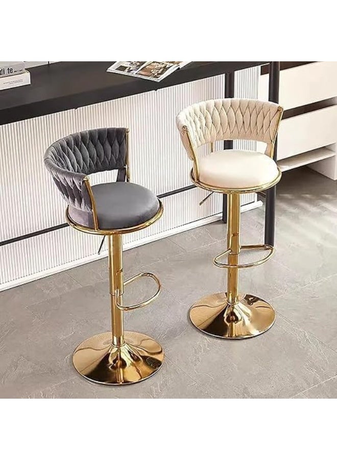 Poppins Home Poppins HOME Golden Bar Chair Adjustable 360" Rotating Gold Metal High Stool With Backrest For Cafes And Bars (Dark Grey)  - Image 2