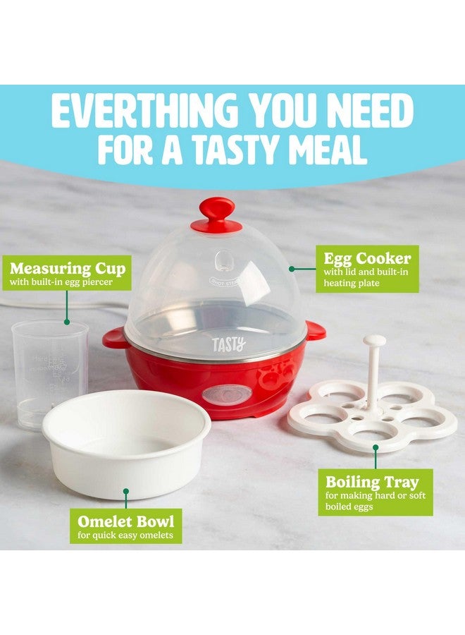 Tasty Tasty Mini Rapid Egg Cooker, 5-Egg Capacity for Perfect Hard Boiled Eggs or Omelets, Auto Shut Off, Red  - Image 5