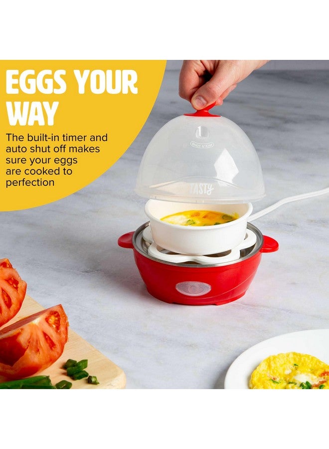 Tasty Tasty Mini Rapid Egg Cooker, 5-Egg Capacity for Perfect Hard Boiled Eggs or Omelets, Auto Shut Off, Red  - Image 3