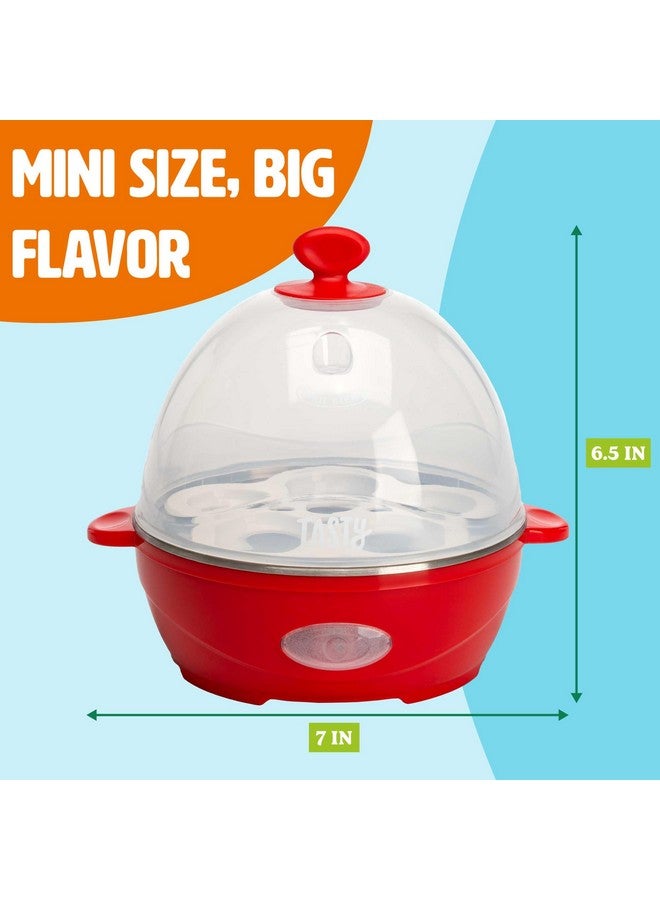 Tasty Tasty Mini Rapid Egg Cooker, 5-Egg Capacity for Perfect Hard Boiled Eggs or Omelets, Auto Shut Off, Red  - Image 4