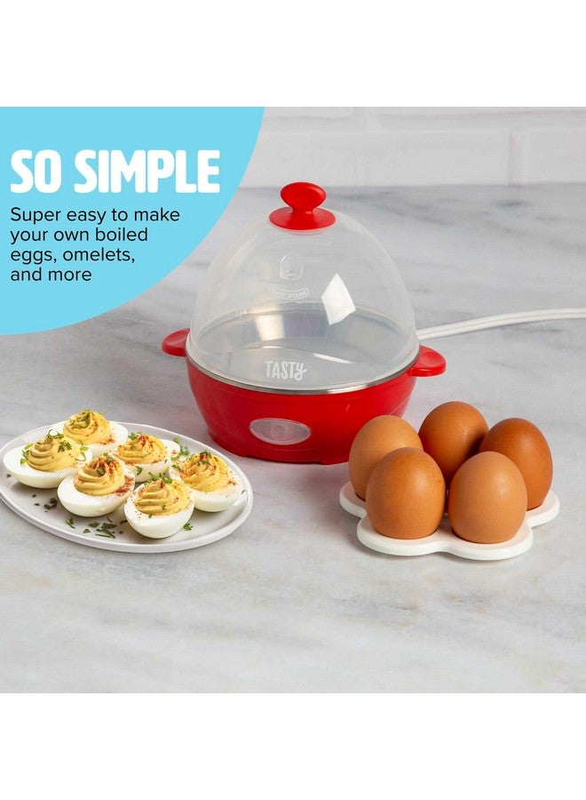 Tasty Tasty Mini Rapid Egg Cooker, 5-Egg Capacity for Perfect Hard Boiled Eggs or Omelets, Auto Shut Off, Red  - Image 2