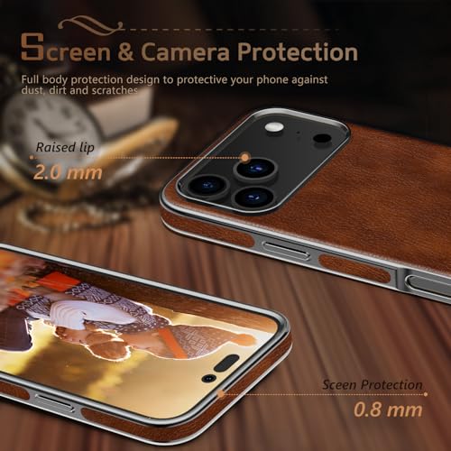 LOHASIC for iPhone 17 Pro Max Case, Slim Luxury Leather Business Classic Style Shockproof Men Women Cover Cases for iPhone 17 Pro Max 6.9 inch 2025, Brown - Image 4