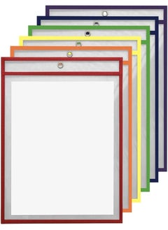 erorex Qiven Dry Erase Pockets Reusable Plastic Sleeves Waterproof Dry Erase Sheet Protectors Teaching Supplies For Classroom School Office Home Mixed Colors 10X14 Inches 10 Pack  - Image 1