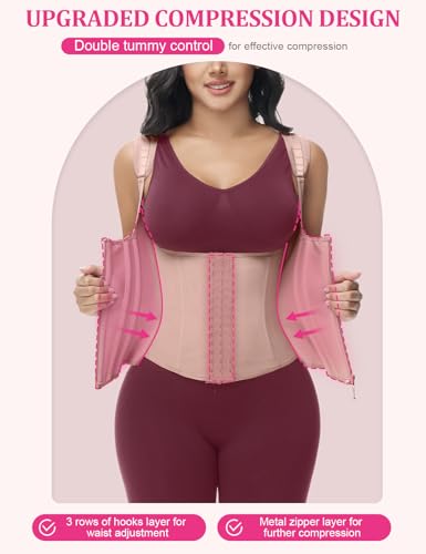 SHAPSHE Waist Trainer for Women Tummy Control Sports Girdle Workout Body Shaper with Adjustable Shoulder Strap Rosy Brown M - Image 3