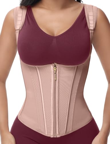 SHAPSHE Waist Trainer for Women Tummy Control Sports Girdle Workout Body Shaper with Adjustable Shoulder Strap Rosy Brown M - Image 1