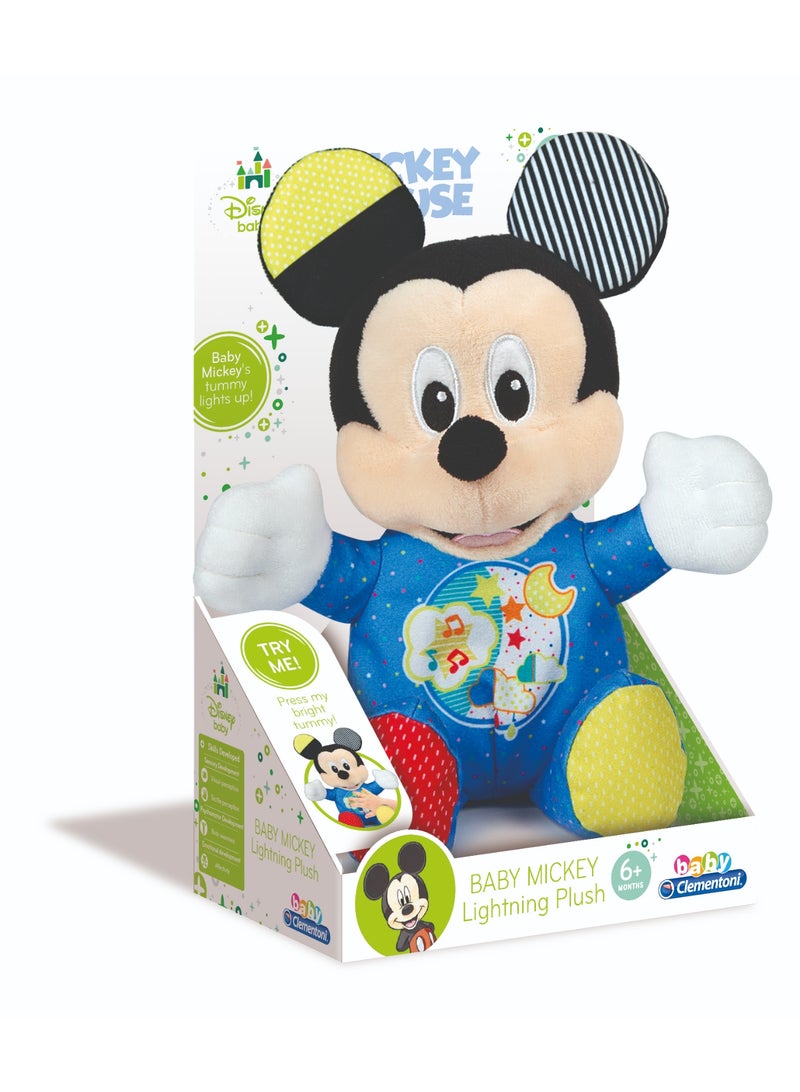 Clementoni Disney Baby Mickey Mouse Lightning Interactvie Plush Toy | Soft Toy | Early Learning Toy | Helps with Motor Skill Development | Sensory Development | Perfect Gift for Baby and Toddler - Image 1