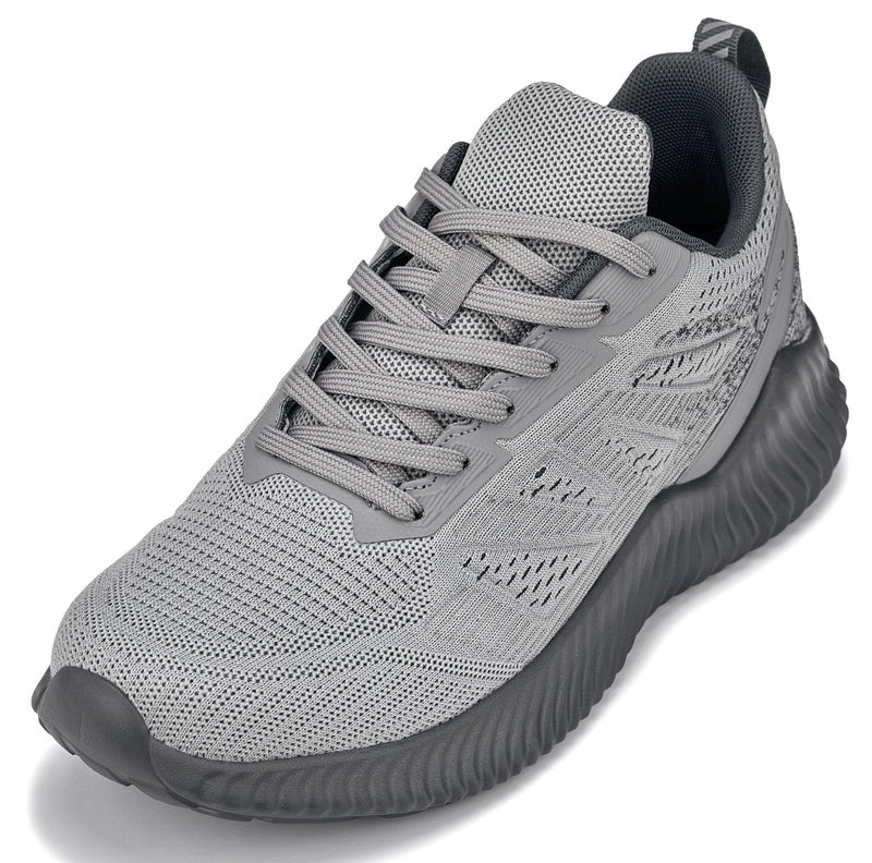 CALTO Men's Invisible Height Increasing Elevator Shoes - Cement/Pewter Ultra Lightweight Sporty Sneakers - 2.4 Inches Taller - Q221 - Size 8 D(M) US - Image 1