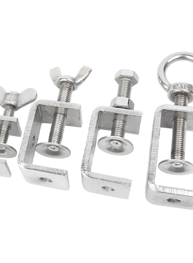 304 Stainless Steel Tiger Clip U-shaped C- Shaped Clamp Pipe Clip Steel Pipe Square Fixing Fixture Hand-screw Ring Clamp-Specification Model:304 Ring Tiger Clip Opening 100mm  - Image 5