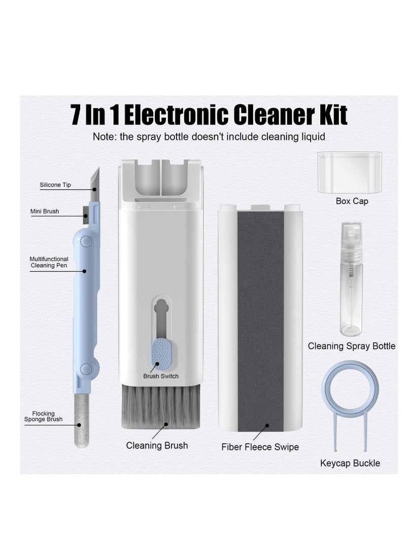 7-in-1 Cleaner Set, Laptop Screen Keyboard Earbud Cleaner Kit for Airpods MacBook iPad iPhone iPod, Multi-Function Cleaning Pen Brush Tool Key Remover for PC Monitor, Computer, Headphone