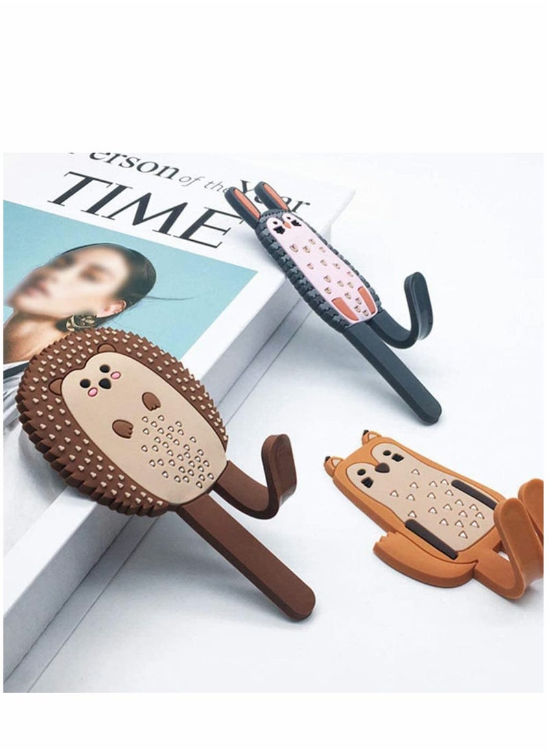 KASTWAVE - Multifunction Cartoon Animal Magnetic Refrigerator Hook Sticker, 4Pcs Refrigerator Traceless Hooks Fridge Magnet Hanging Hook White Board Lockers Surface (Fox + Hedgehog + Owl + Rabbit) - Image 1
