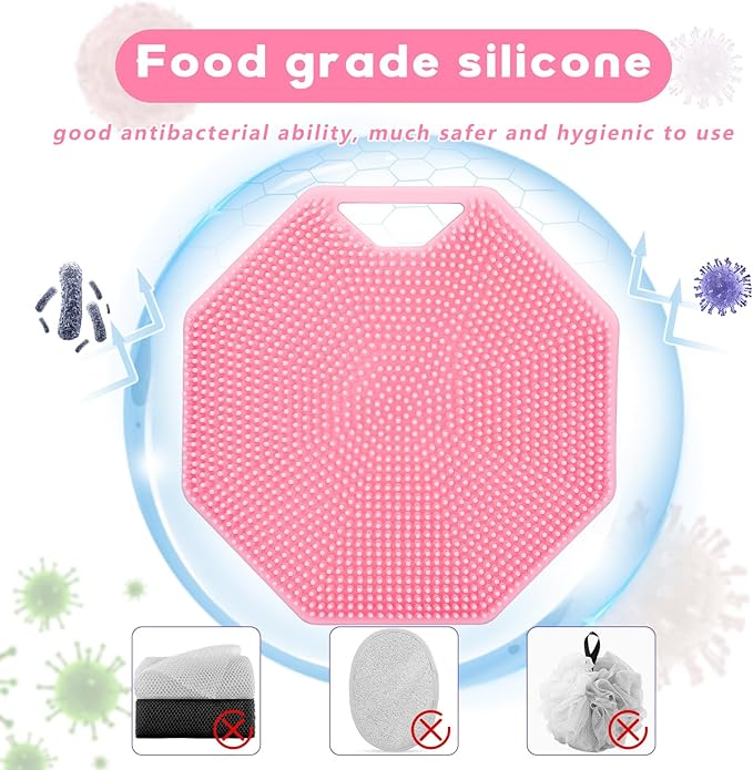 Alyvisun Soft Silicone Body Scrubber with Hook Handheld Shower Bath Brush for Body Gently Exfoliate Massage Cleaning Skin Brush for Adults Babies Fits for All Skin Types Sensitive Skin - Image 2