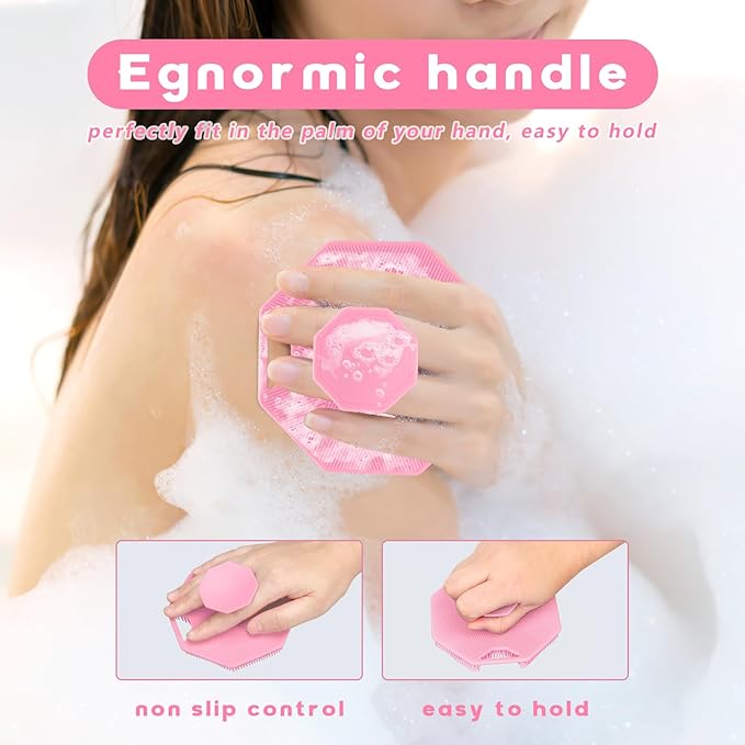 Alyvisun Soft Silicone Body Scrubber with Hook Handheld Shower Bath Brush for Body Gently Exfoliate Massage Cleaning Skin Brush for Adults Babies Fits for All Skin Types Sensitive Skin - Image 4