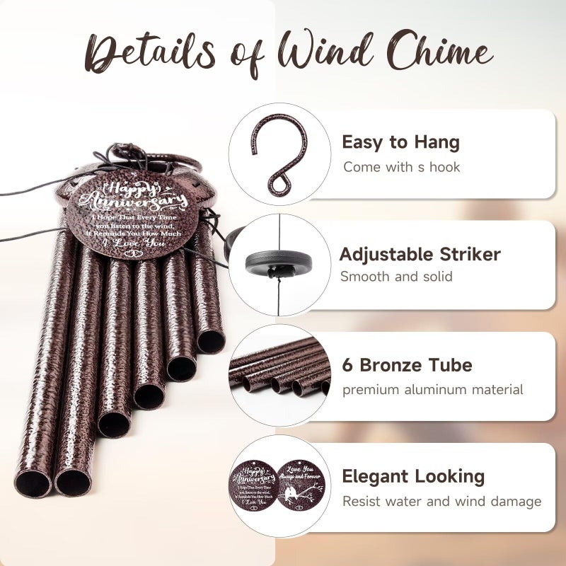 Synhonty Anniversary Wind Chimes Gifts For Him Her Romantic Anniversaries For Wife  Husband  Happy Anniversary Decorations - Image 3