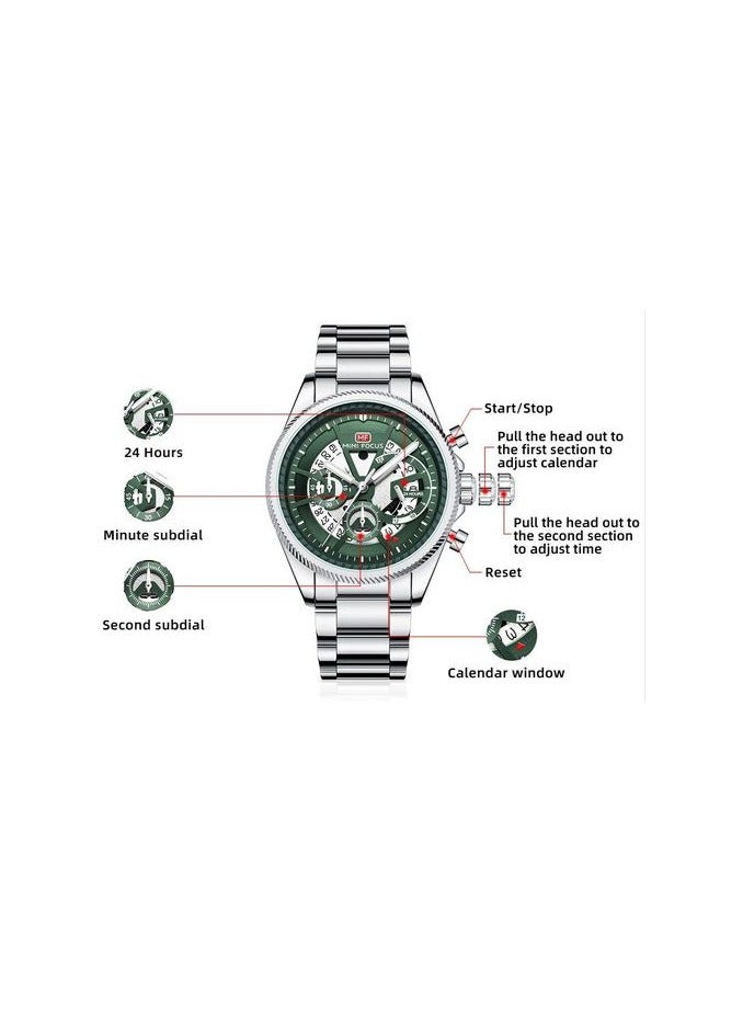 ميني فوكاس ساعة MF0490G.02 للرجال بحركة كوارتز كلاسيكية وتاريخ وحزام من الفولاذ المقاوم للصدأ ومقاومة للماء - Image 2