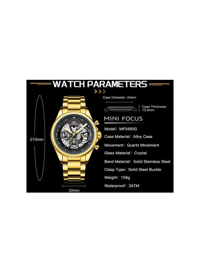ميني فوكاس ساعة MF0490G.02 للرجال بحركة كوارتز كلاسيكية وتاريخ وحزام من الفولاذ المقاوم للصدأ ومقاومة للماء - Image 3