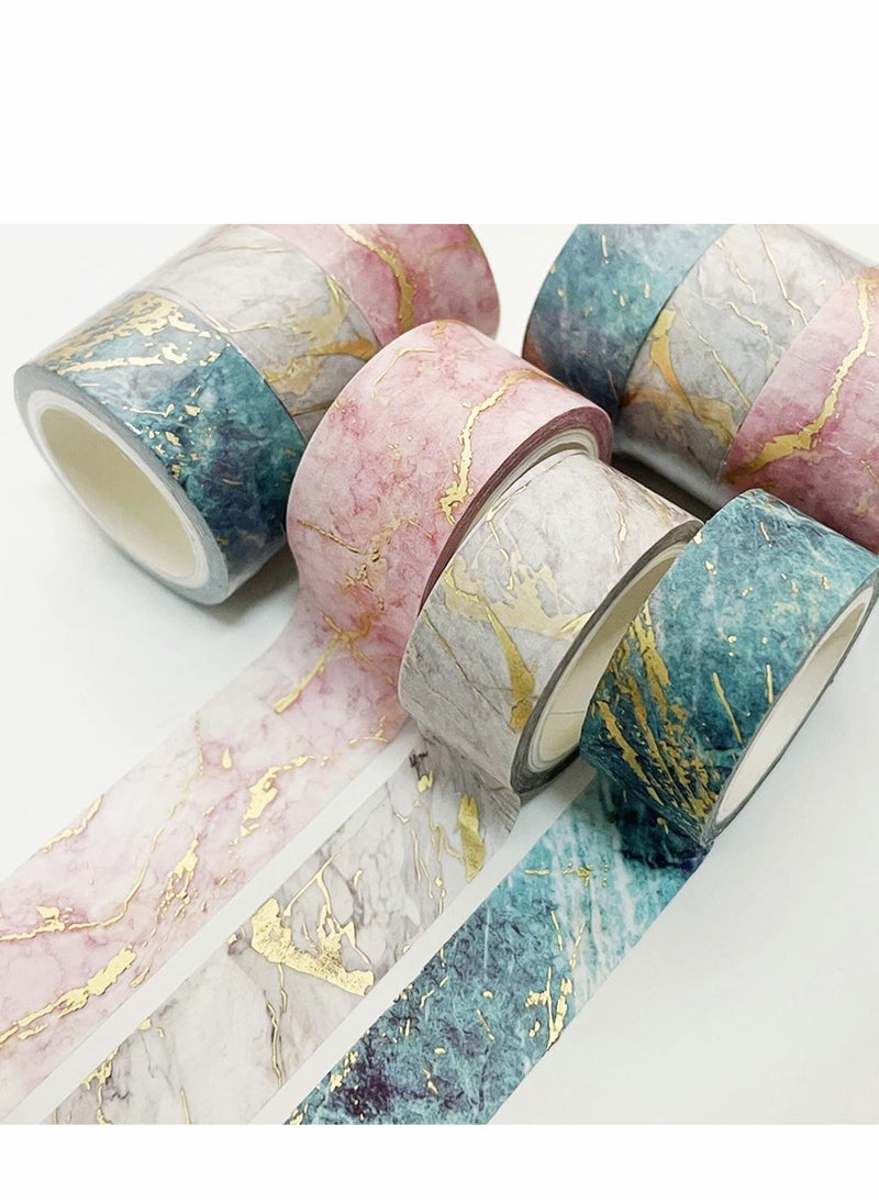 Y&D Washi Tape Set, 3 Rolls Gold Veins Gorgeous Foil Masking Set Decorative for Arts, DIY Crafts, Journal Supplies, Planners, Scrapbook, Card/Gift Wrapping (Marbling Patterns)  - Image 3