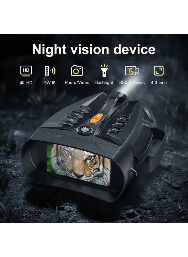 Black Dual Tube Infrared Night Vision Goggles 4 Inch IPS Screen 10x Digital Zoom - Image 2