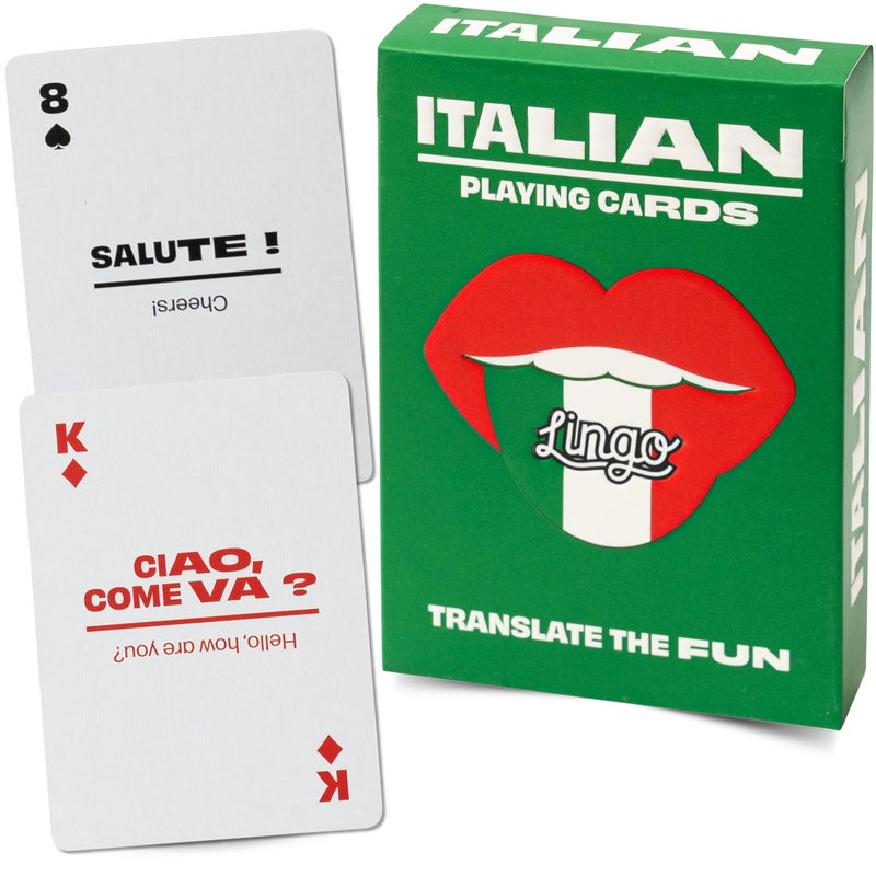 LINGO Italian Lingo Playing Cards Travel Flashcards Learn Italian Vocabulary in A Fun Easy Way 52 Essential Translations - Image 4