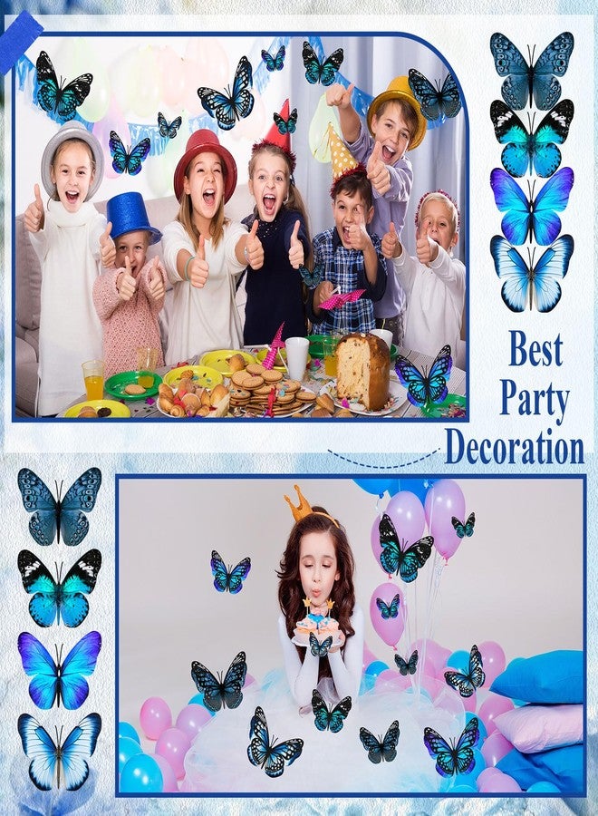 Geosar 20 Pcs 3D Large Monarch Butterfly Party Decoration 2 Layer Giant Paper Butterfly Stickers for Birthday Baby Shower Nursery Wall Decor (Black,Blue) - Image 4