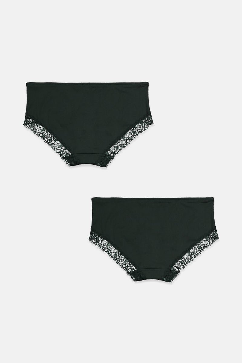 Tchibo Women 2 Pack Solid Briefs, Dark Green - Image 2