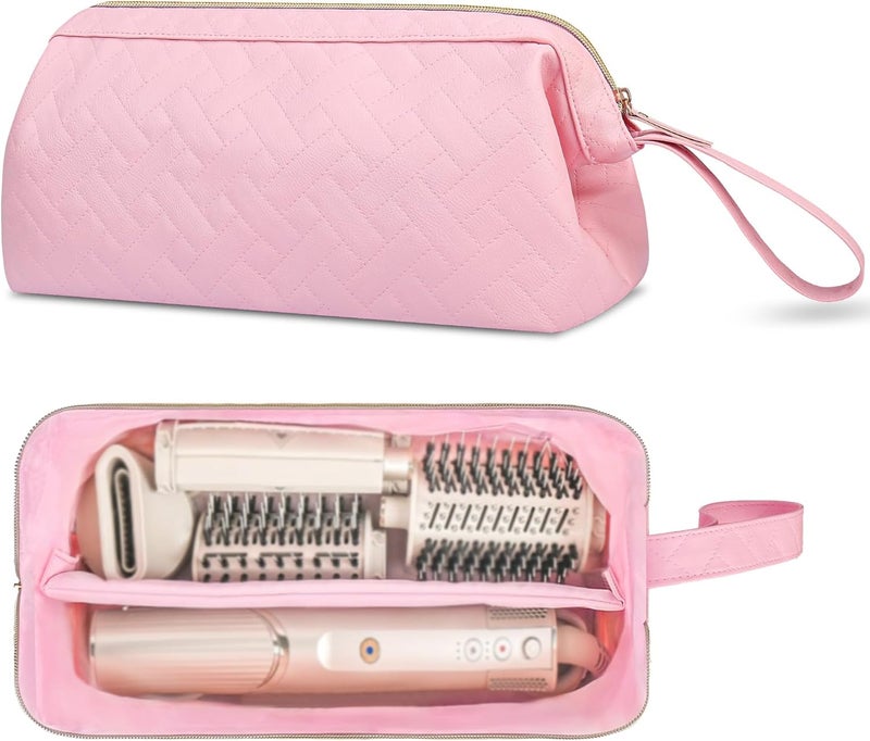 Lacdo Hair Tools Travel Bag for Shark Flexstyle Carrying Case, Portable Dyson Airwrap Travel Case for Hair Dryer, Water Repellent Hair Accessories Organizer Flat Curling Iron Essential for Women, Pink - Image 1