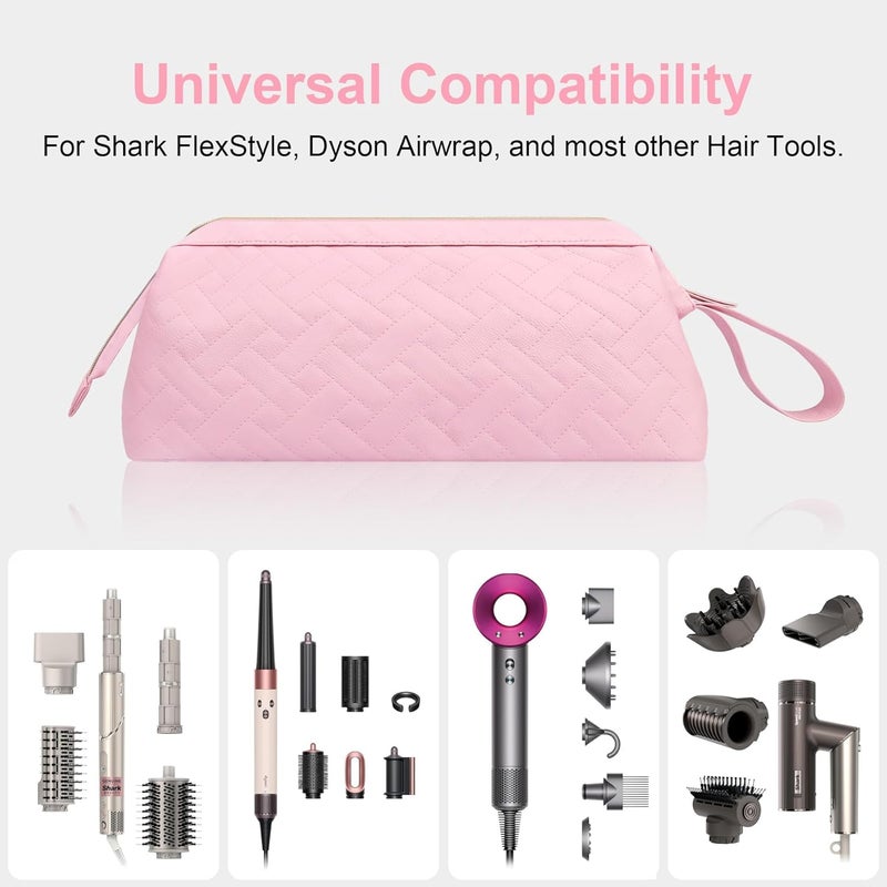 Lacdo Hair Tools Travel Bag for Shark Flexstyle Carrying Case, Portable Dyson Airwrap Travel Case for Hair Dryer, Water Repellent Hair Accessories Organizer Flat Curling Iron Essential for Women, Pink - Image 2